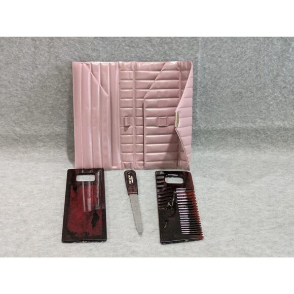 Revlon Grooming Set Tool‎ Kit with Pink Pouch  Comb Shaping Set Vintage - Picture 10 of 10